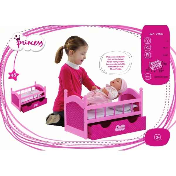 Lit poupée avec tiroir princesse Arias -21561