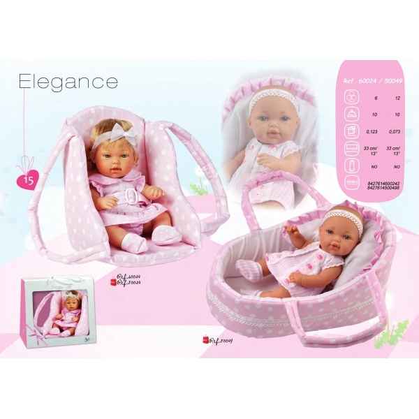 Poupée elegance rose avec porte-bébé Arias -60024