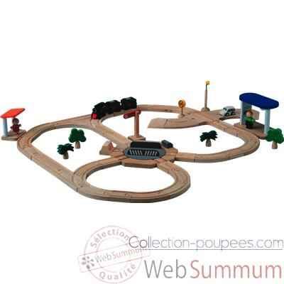 Circuit aiguillage rotatif en bois - Plan Toys 6215